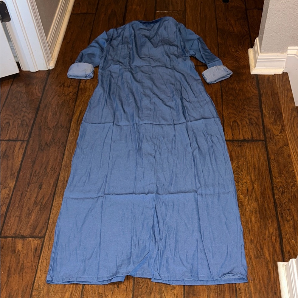 NWOT Blue Button-Front Maxi Shirt Dress - Women - Picture 5 of 5